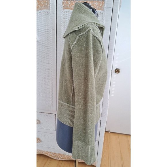 Paraphrase Lambswool Angora Zip Cardigan Sweater Marled Green Warm Sz Large - Picture 5 of 12